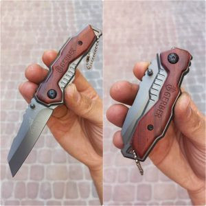 چاقوی تاشو گربر مدل Gerber folding knife x27۳۵۶ گربر دسته چوبی چاقو