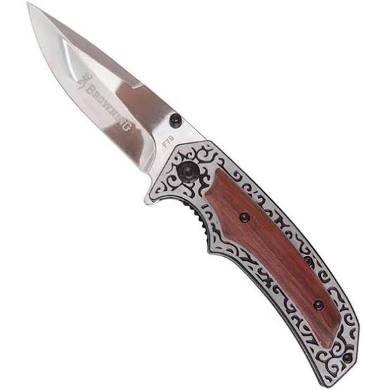 چاقو تاشو برونینگ دسته کنده کاری شده طرحدار Browning مدل F79